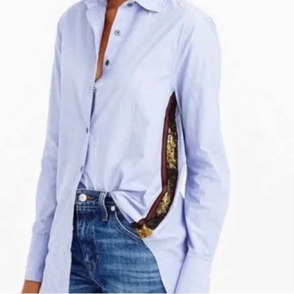 J. Crew sequin tuxedo stripe Oxford - Picture 3 of 10